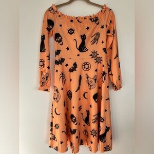 Halloween Costume Midi Dress in Orange and Black Woman’s Medium Festival